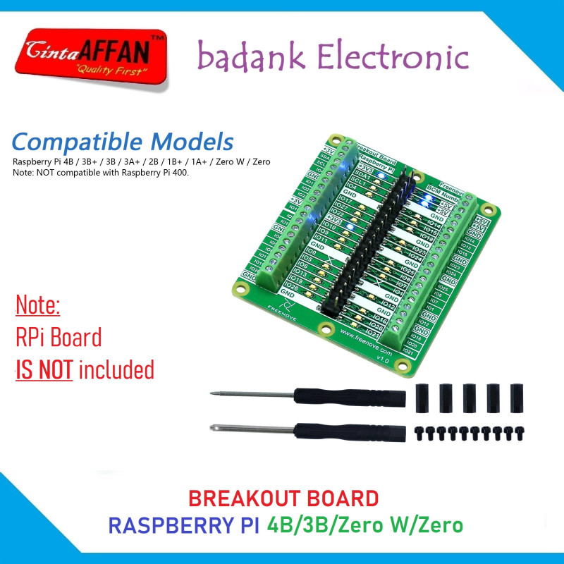 FREENOVE GPIO Breakout Board for Raspberry Pi 5 / 4 / 3 / 2 / 1 / ZERO / ZERO W / ZERO 2W
